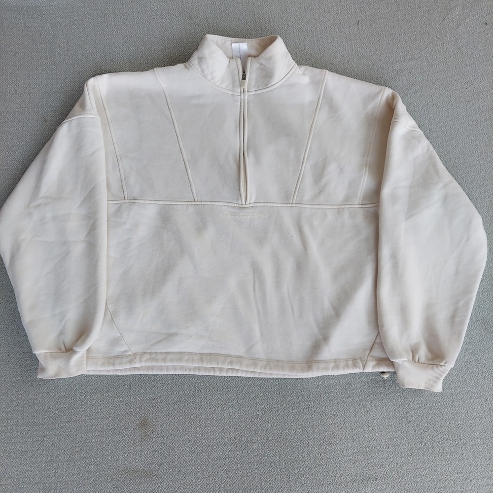 Ryderwear Sweatshirt Womens‎ L Cream Quarter Zip Pullover Fleece Activewear